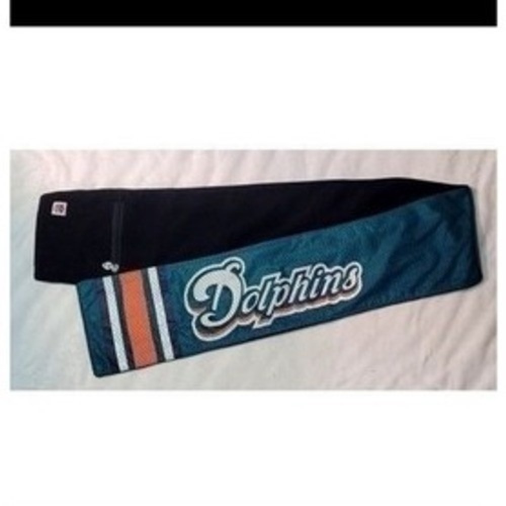NFL Miami Dolphins Scarf  Team Jersey Muffler Scarf With Zip Pocket 30" OLD LOGO